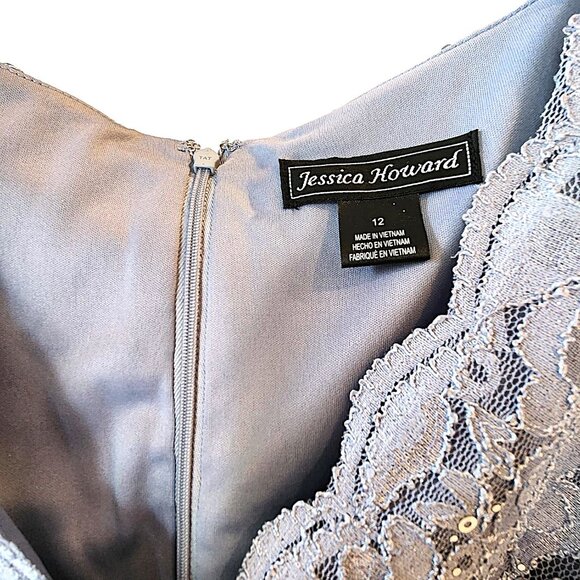 Powder Blue Lace and Satin Ballgown by Jessica Howard from Macy's - Size 12 NWT - Picture 2 of 7